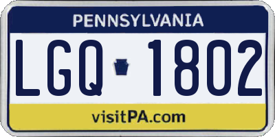 PA license plate LGQ1802