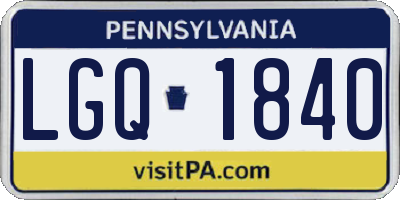 PA license plate LGQ1840
