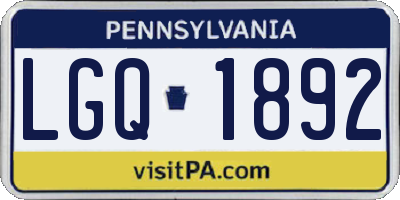 PA license plate LGQ1892