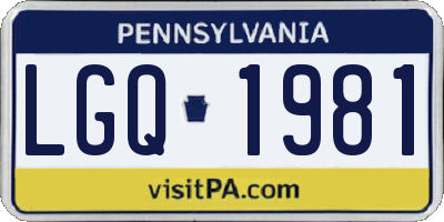 PA license plate LGQ1981