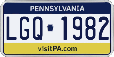 PA license plate LGQ1982