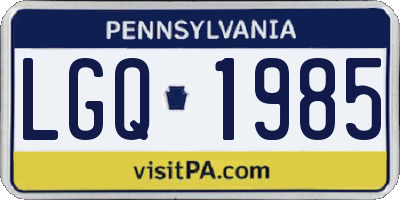 PA license plate LGQ1985
