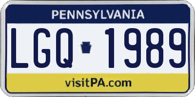 PA license plate LGQ1989