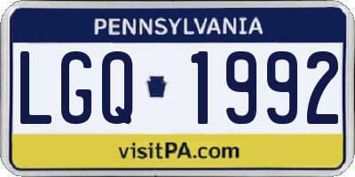 PA license plate LGQ1992