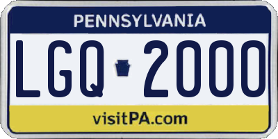 PA license plate LGQ2000