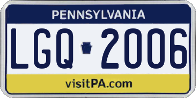 PA license plate LGQ2006