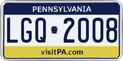PA license plate LGQ2008
