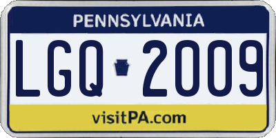 PA license plate LGQ2009