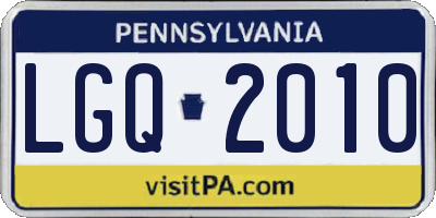 PA license plate LGQ2010
