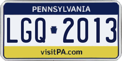 PA license plate LGQ2013