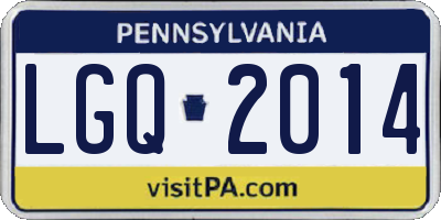 PA license plate LGQ2014