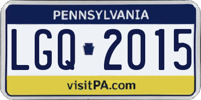 PA license plate LGQ2015