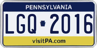 PA license plate LGQ2016