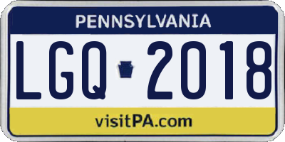 PA license plate LGQ2018