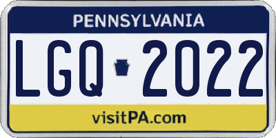 PA license plate LGQ2022