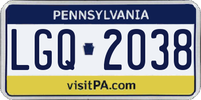 PA license plate LGQ2038