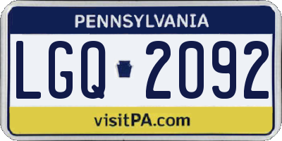PA license plate LGQ2092