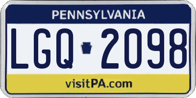 PA license plate LGQ2098
