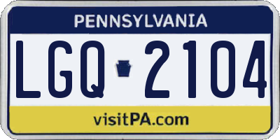 PA license plate LGQ2104