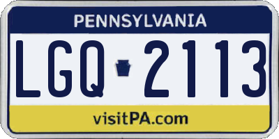 PA license plate LGQ2113