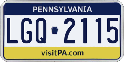 PA license plate LGQ2115