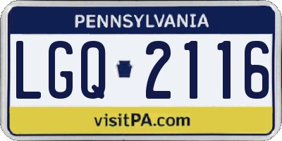 PA license plate LGQ2116