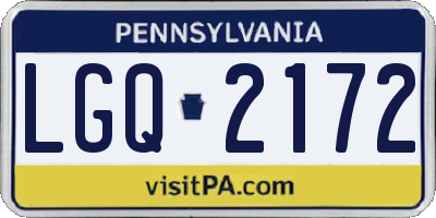PA license plate LGQ2172