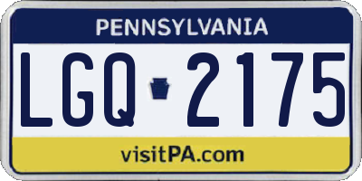 PA license plate LGQ2175