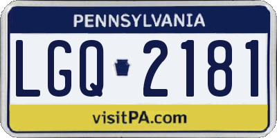 PA license plate LGQ2181