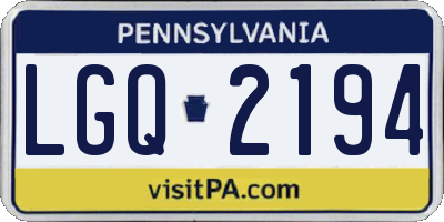 PA license plate LGQ2194