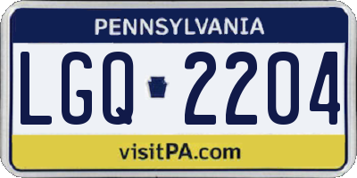 PA license plate LGQ2204