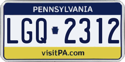 PA license plate LGQ2312