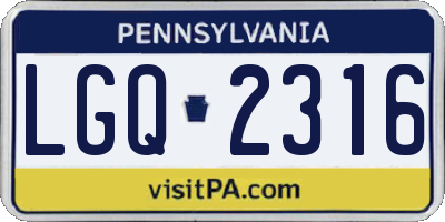 PA license plate LGQ2316