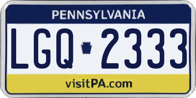 PA license plate LGQ2333