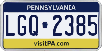 PA license plate LGQ2385