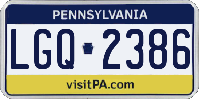 PA license plate LGQ2386