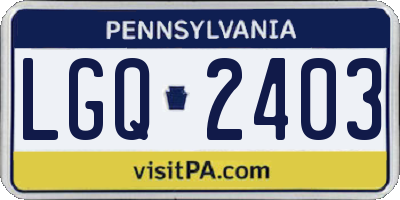 PA license plate LGQ2403