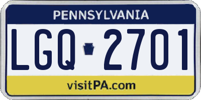 PA license plate LGQ2701