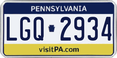 PA license plate LGQ2934