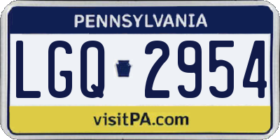 PA license plate LGQ2954