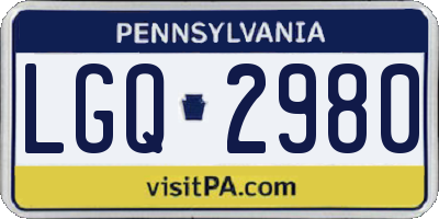 PA license plate LGQ2980