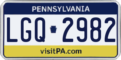 PA license plate LGQ2982