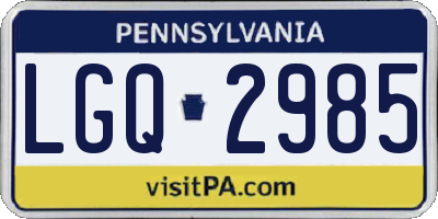 PA license plate LGQ2985