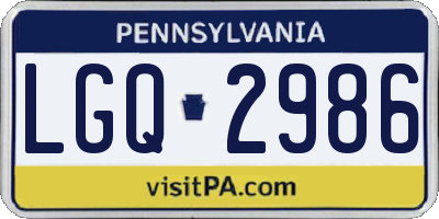 PA license plate LGQ2986