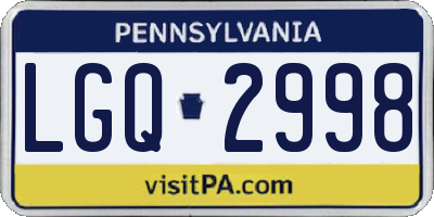 PA license plate LGQ2998