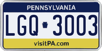 PA license plate LGQ3003