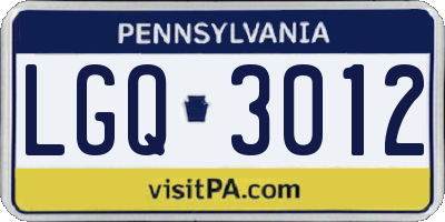 PA license plate LGQ3012