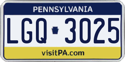 PA license plate LGQ3025