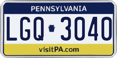 PA license plate LGQ3040