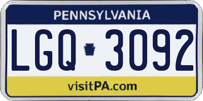 PA license plate LGQ3092